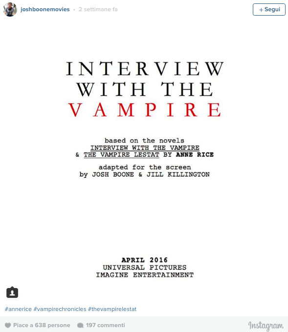 script intervista del vampiro